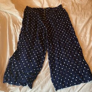 Polka-dot, wide-leg navy blue American Eagle palazzo pants